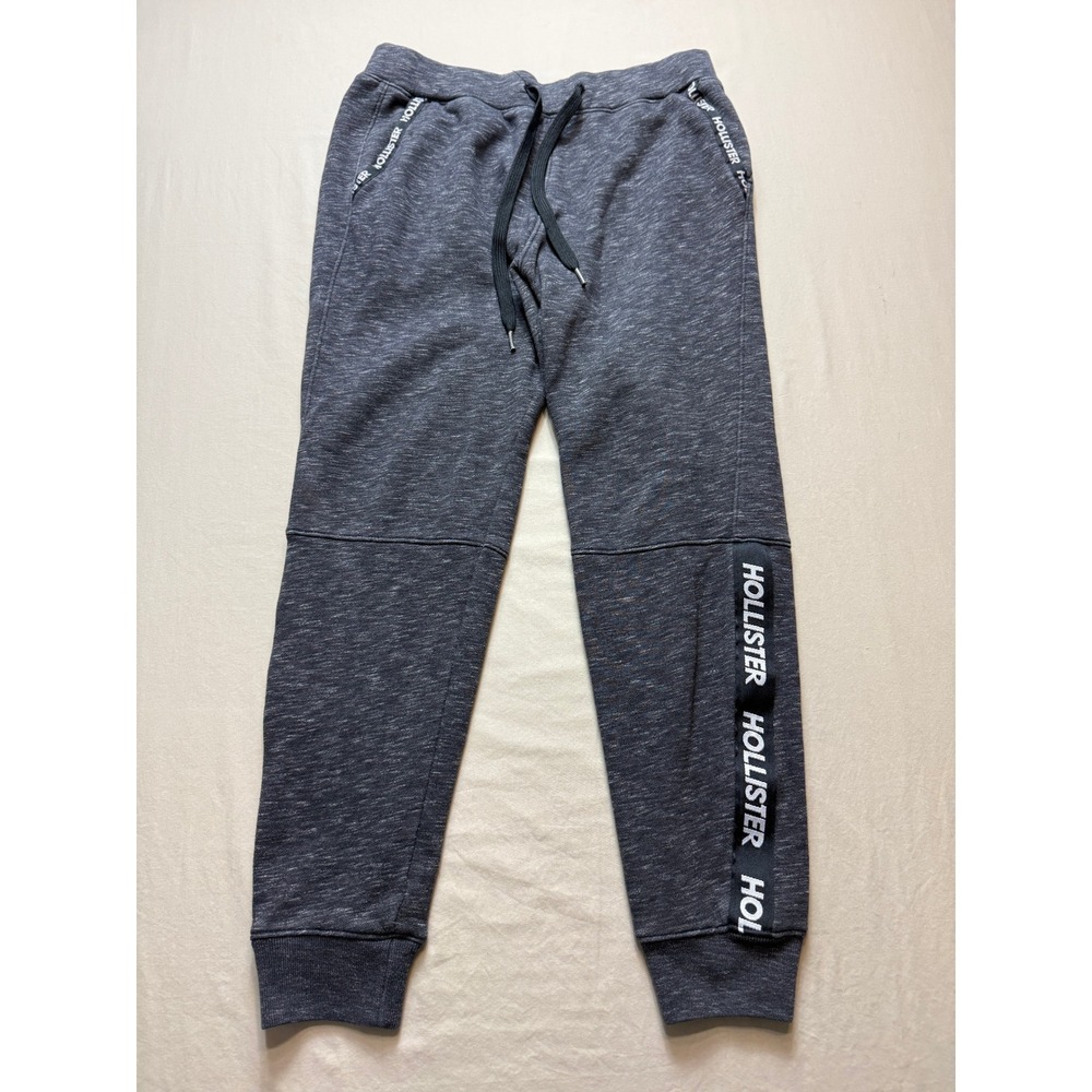 Hollister Mens Logo Joggers Grey Heather‎ Fleece Sweatpants Small 334F2147